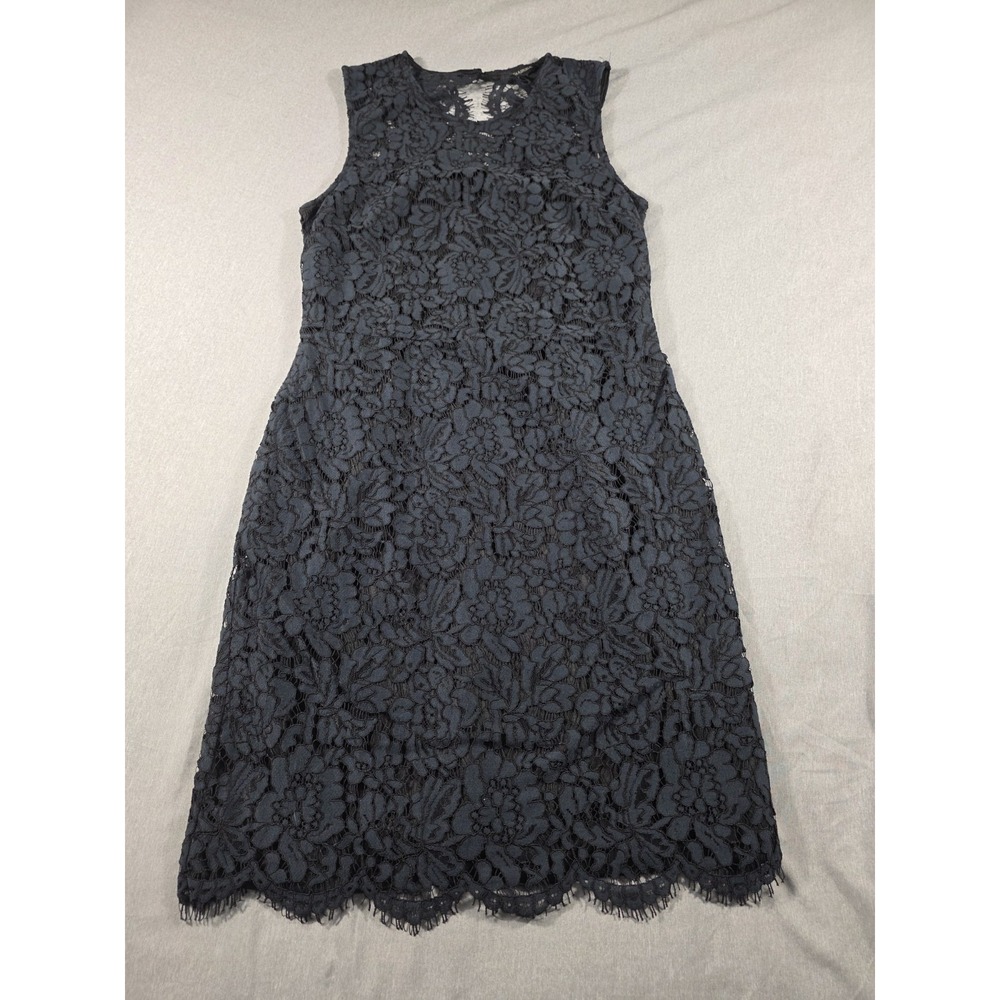 Banana Republic Floral Lace Sleeve Less Above Knee Blue Womens sz 8
